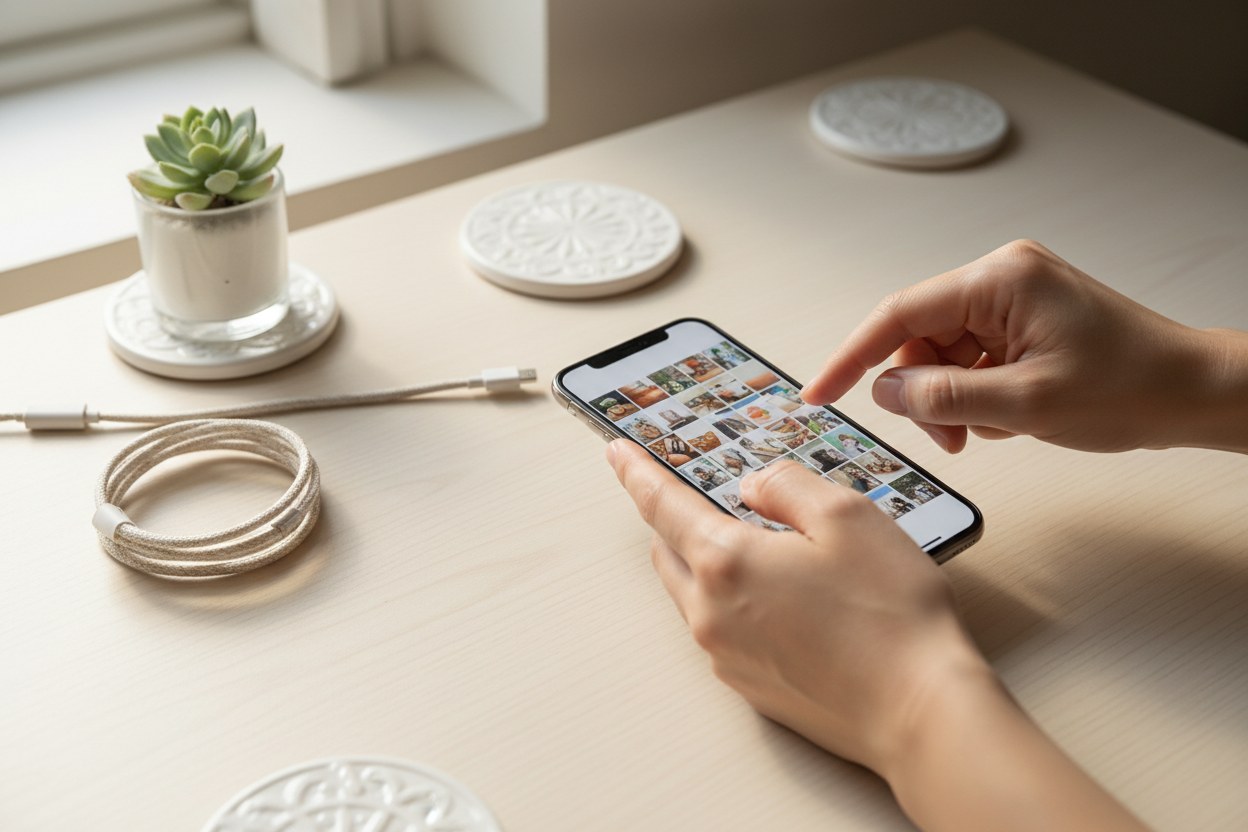Telefondan fotoğrafların sürükle-bırak ile yüklenmesi